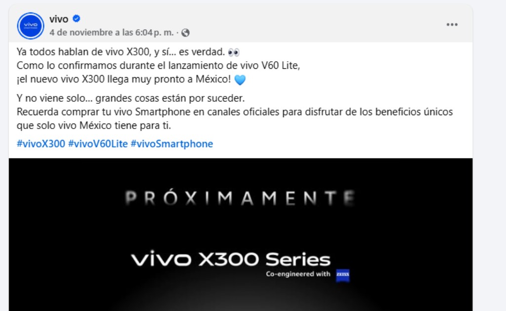 Vivo X300 lanzamiento en México