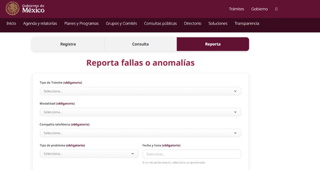 Reporta fallas