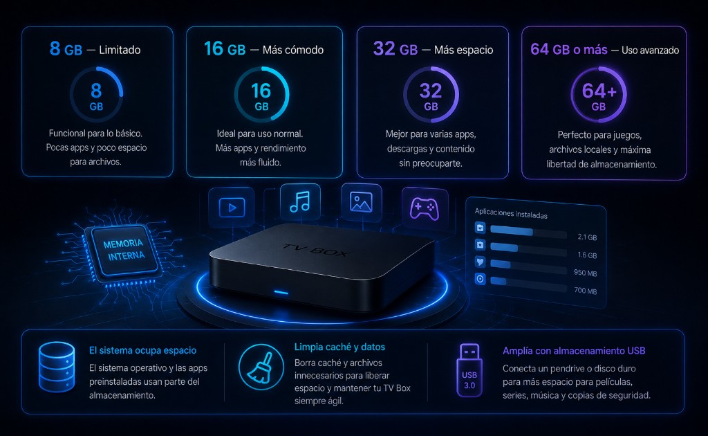 Cuánto almacenamiento conviene en una TV Box