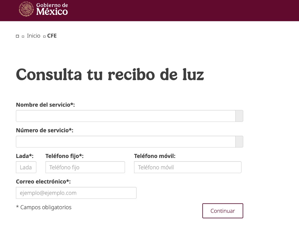 Consultar el recibo de luz sin iniciar sesi&oacute;n