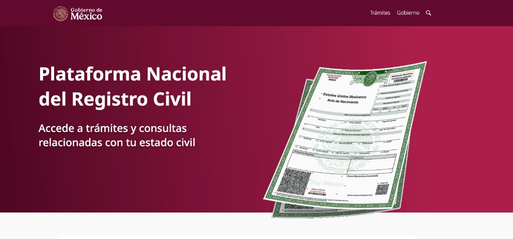 Plataforma Nacional del Registro Civil de Gobierno de México