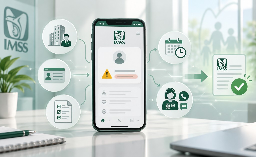 onsulta de vigencia del IMSS con opciones para corregir datos y verificar el alta laboral.