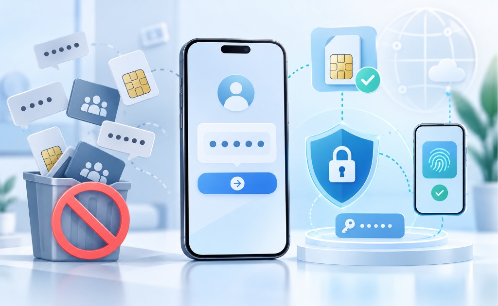 Celular protegido con verificación en dos pasos frente al uso de números SMS temporales.