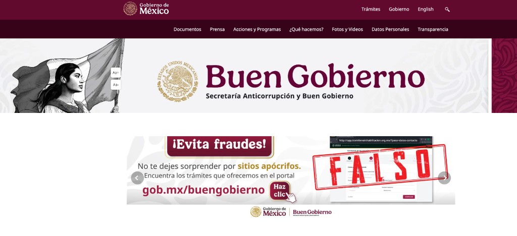 Secretar&iacute;a Anticorrupci&oacute;n y Buen Gobierno alerta sobre un sitio ap&oacute;crifo para tramitar constancias de no inhabilitaci&oacute;n.