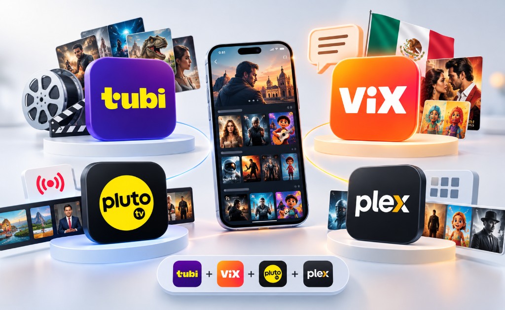 Apps para ver pel&iacute;culas gratis: Tubi, ViX, Pluto TV y Plex.