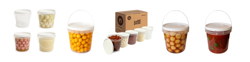 balde com tampa 3.2 litros transparente nastripack