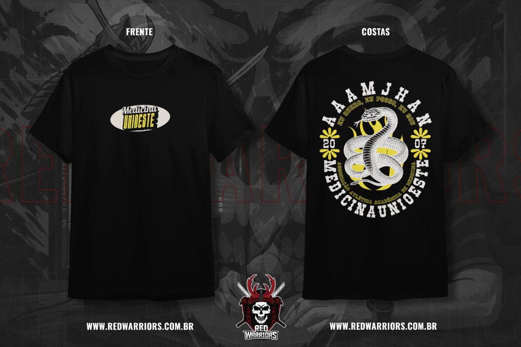 Detalhe da estampa DTF premium das camisetas da Atl&eacute;tica de Medicina UNIOESTE