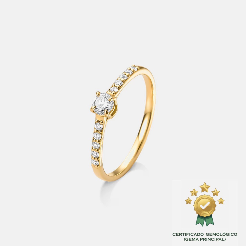 Modelo de anel de noivado solit&aacute;rio cl&aacute;ssico diamante 18 pontos