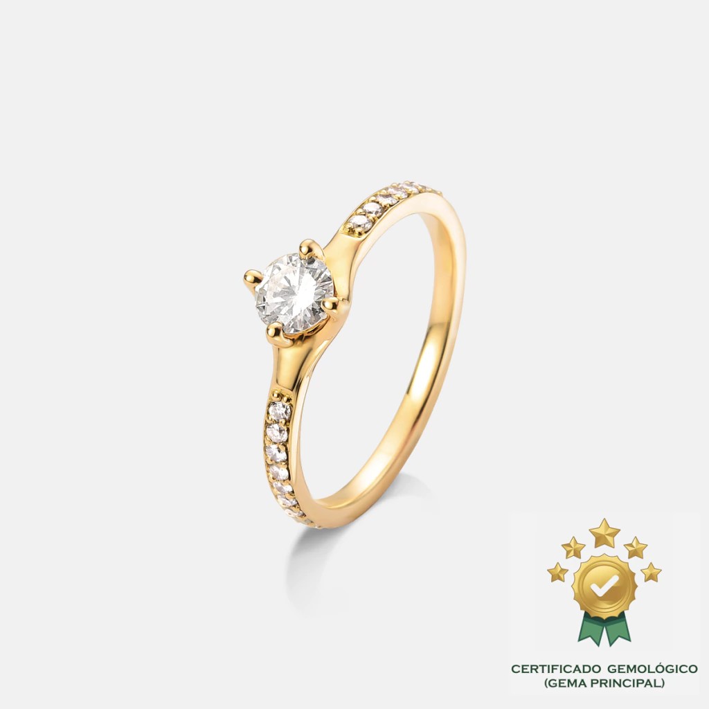 Modelo de anel de noivado eternity 20 diamantes cravejados
