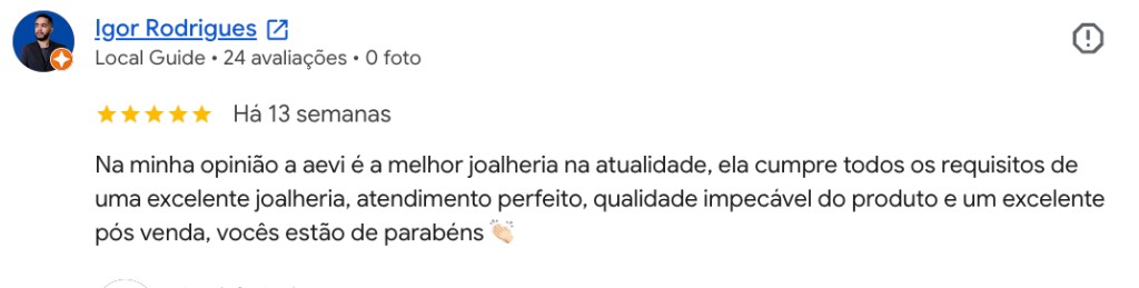 Depoimento joalheria online confi&aacute;vel