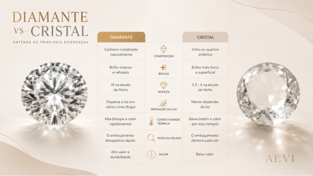 Diferen&ccedil;a entre diamente e cristal
