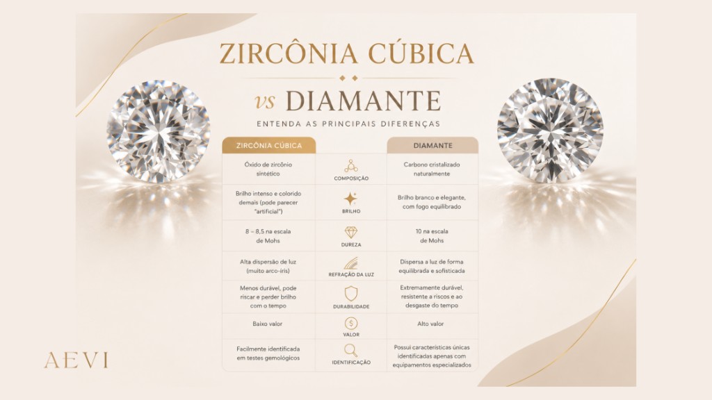 Diferen&ccedil;a entre diamante e zirc&ocirc;nia