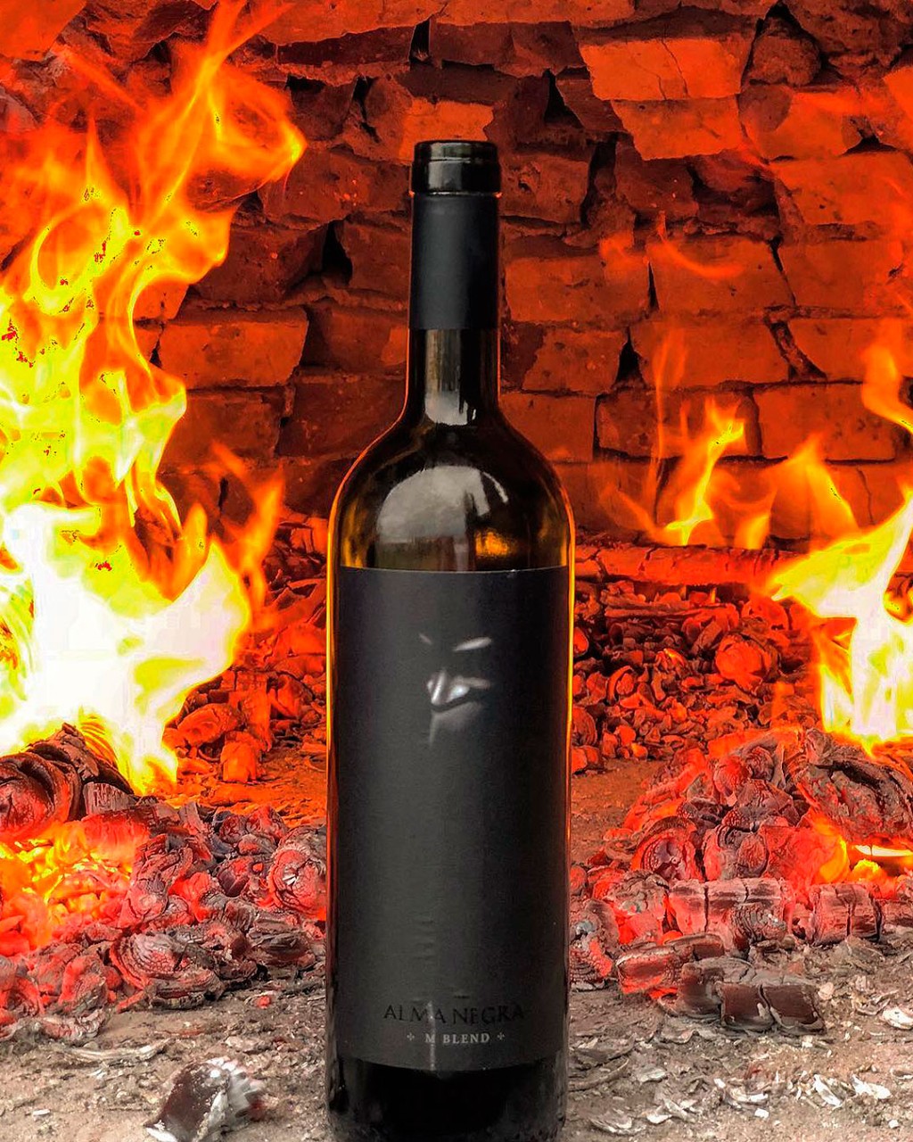 Ta&ccedil;a de vinho com clima misterioso representando o conceito do Alma Negra (Argentina)