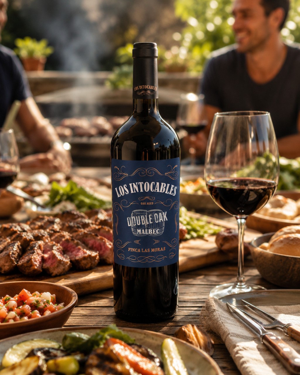 Los Intocables Double Oak em cena elegante para review do vinho argentino