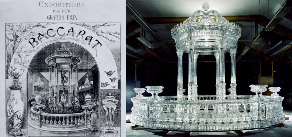 Em 1855, na Exposi&ccedil;&atilde;o Universal de Paris, a Baccarat apresentou seu artesanato ao mundo e encantou o p&uacute;blico. Depois, com obras como um templo dedicado a Merc&uacute;rio e um navio de cristal, conquistou pr&ecirc;mios em grandes exposi&ccedil;&otilde;es.