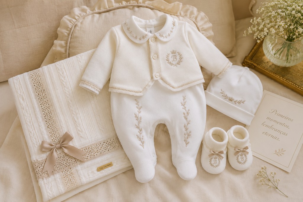 roupinha sa&iacute;da maternidade elegante para beb&ecirc;
