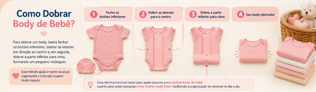 Como dobrar o body manga curta do beb&ecirc;