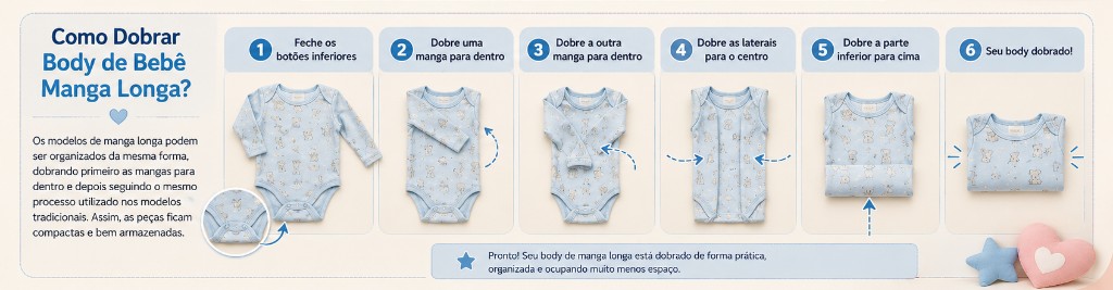 Como dobrar o body manga longa do beb&ecirc;