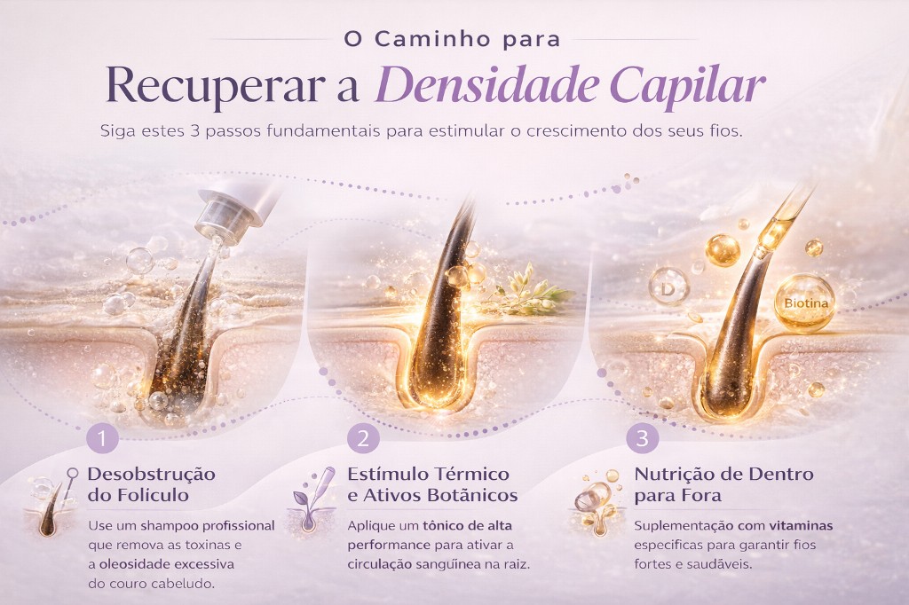 recuperacao da densidade capilar apos queda de cabelo por estresse passo a passo