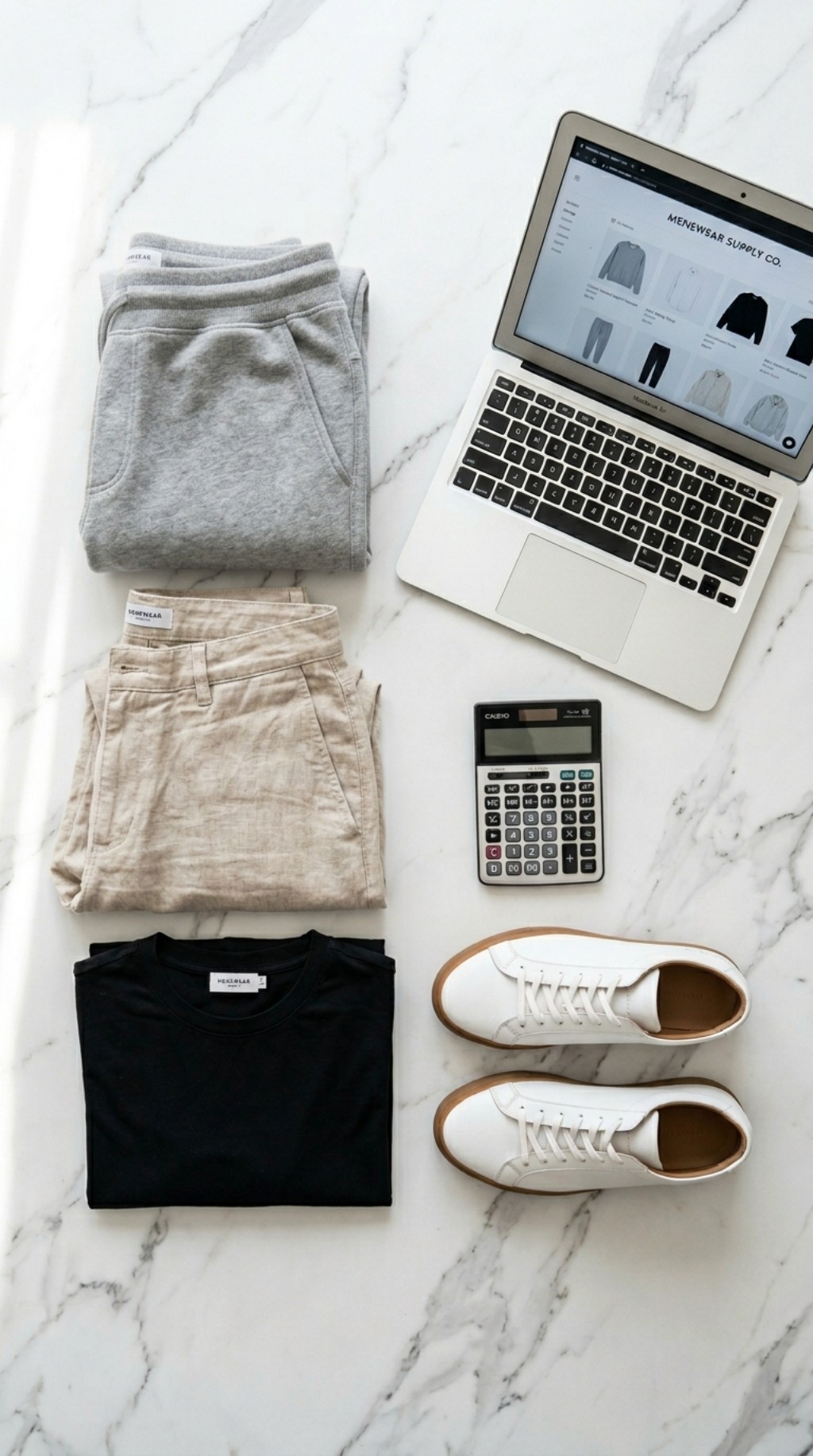 ix de produtos Almeida Bueno: calça jogger de moletom, calça de linho baggy e bermudas masculinas para revenda