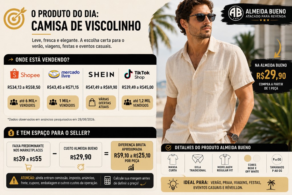 Camisa de viscolinho produto do dia