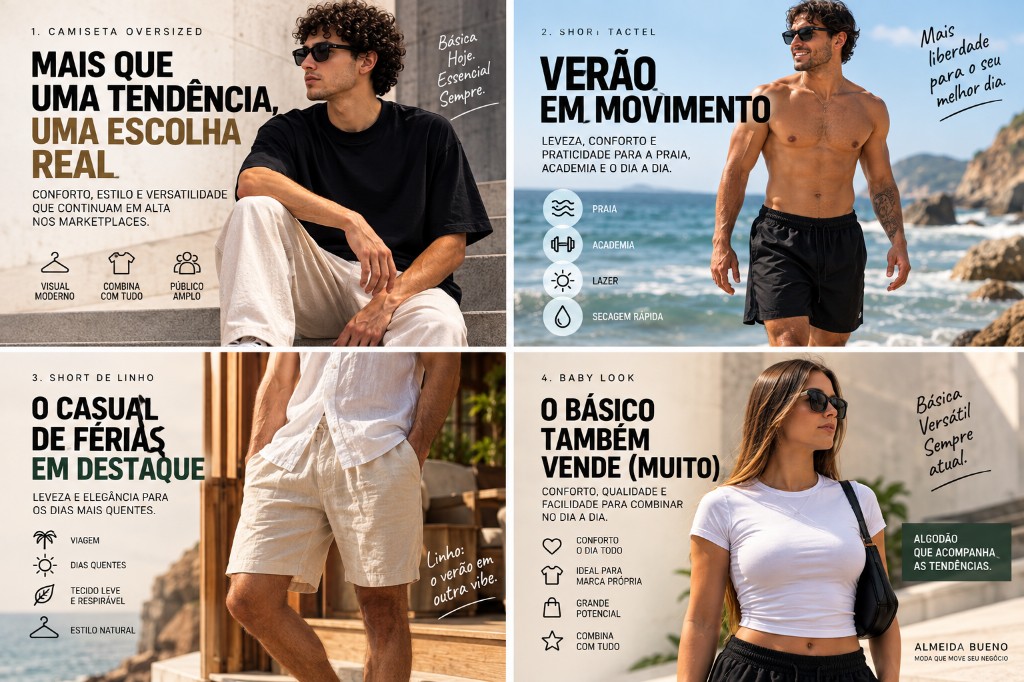 Roupas que va&otilde; vender nos marketplaces no ver&atilde;o de 2026 e 2027