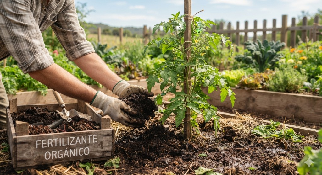 Imagen de una aplicacion de fertilizante orgánico