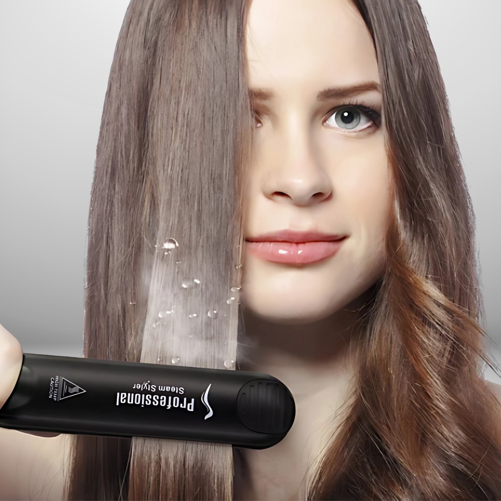 Plancha a vapor para el cabello utilizada para alisar sin resecar el pelo