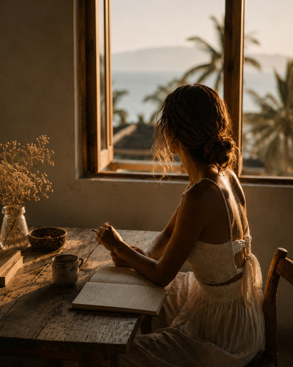 Mujer escribiendo en su journal