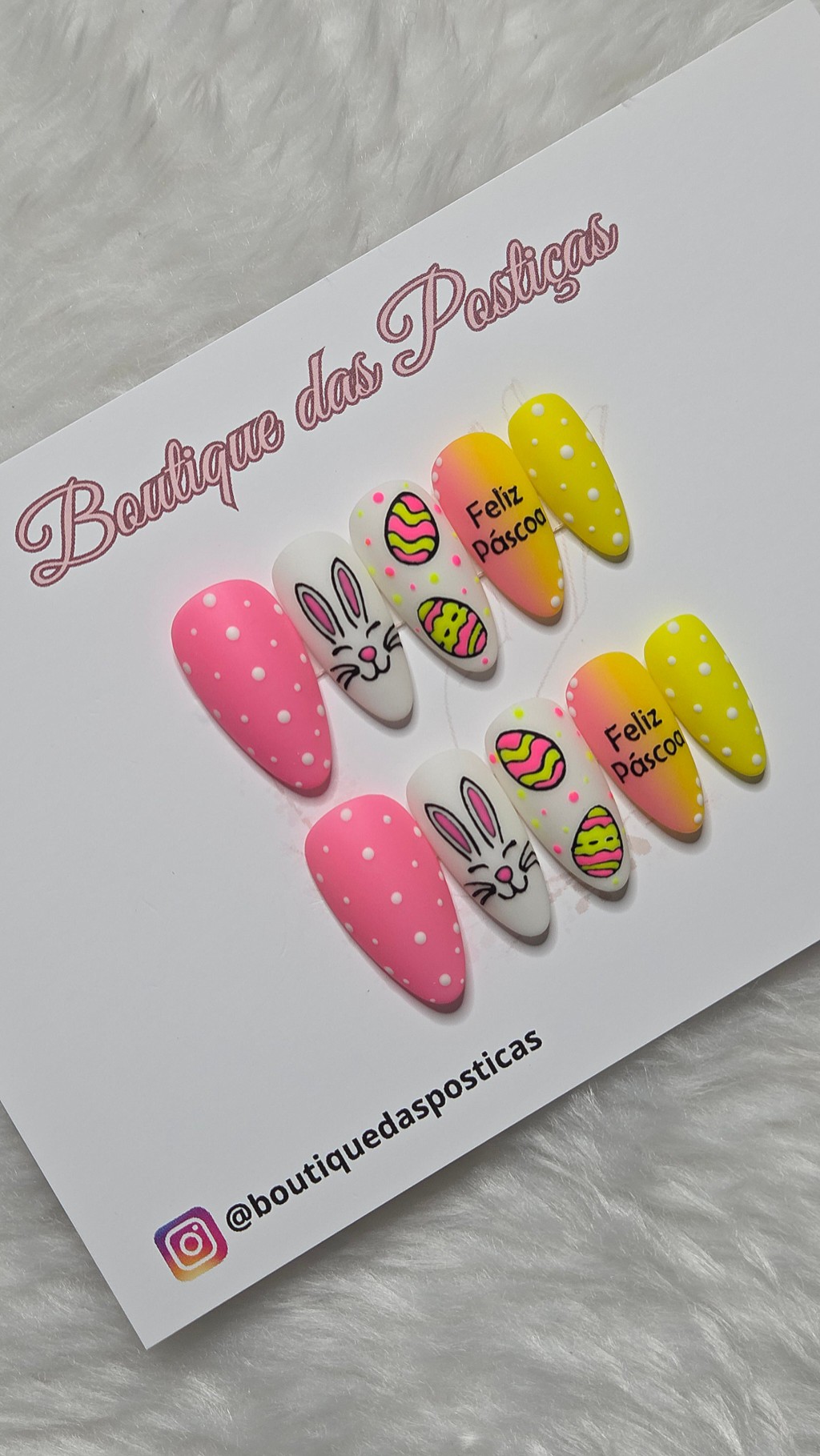 unhas postiças decoradas de Páscoa colorida Sweet Bunny Fun