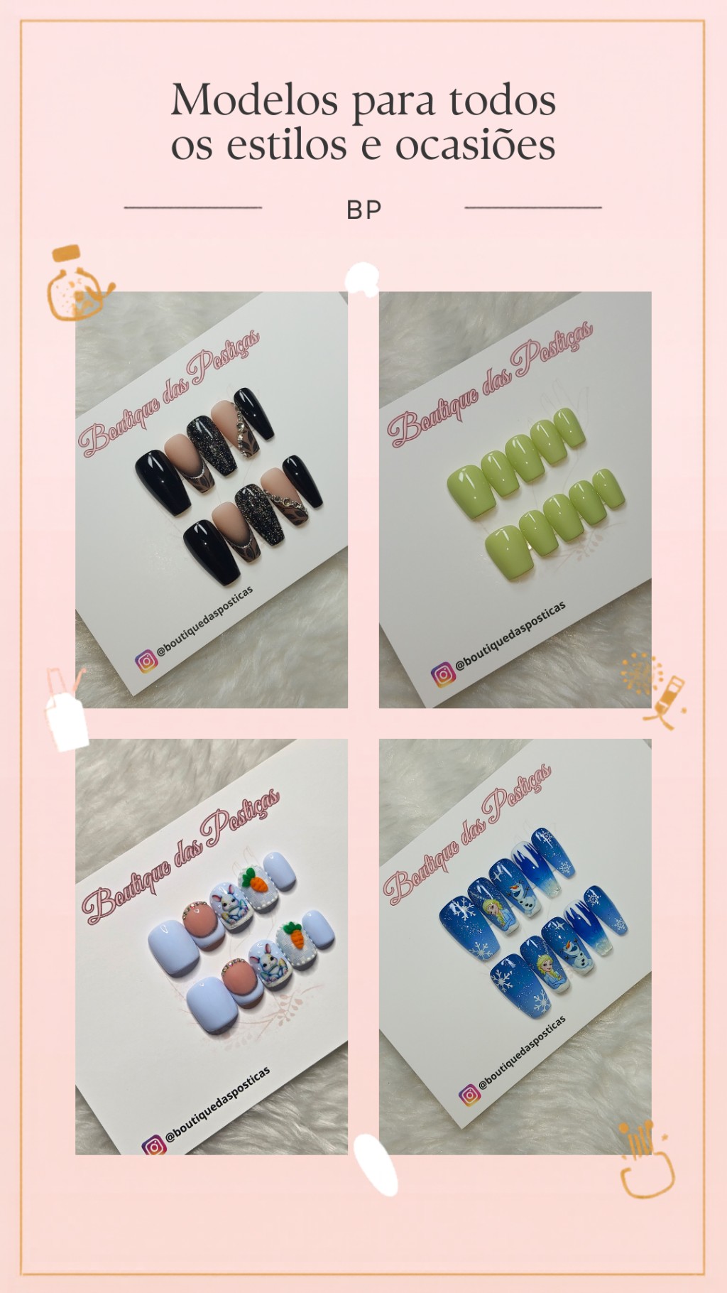 unhas postiças decoradas para todos os estilos e ocasiões