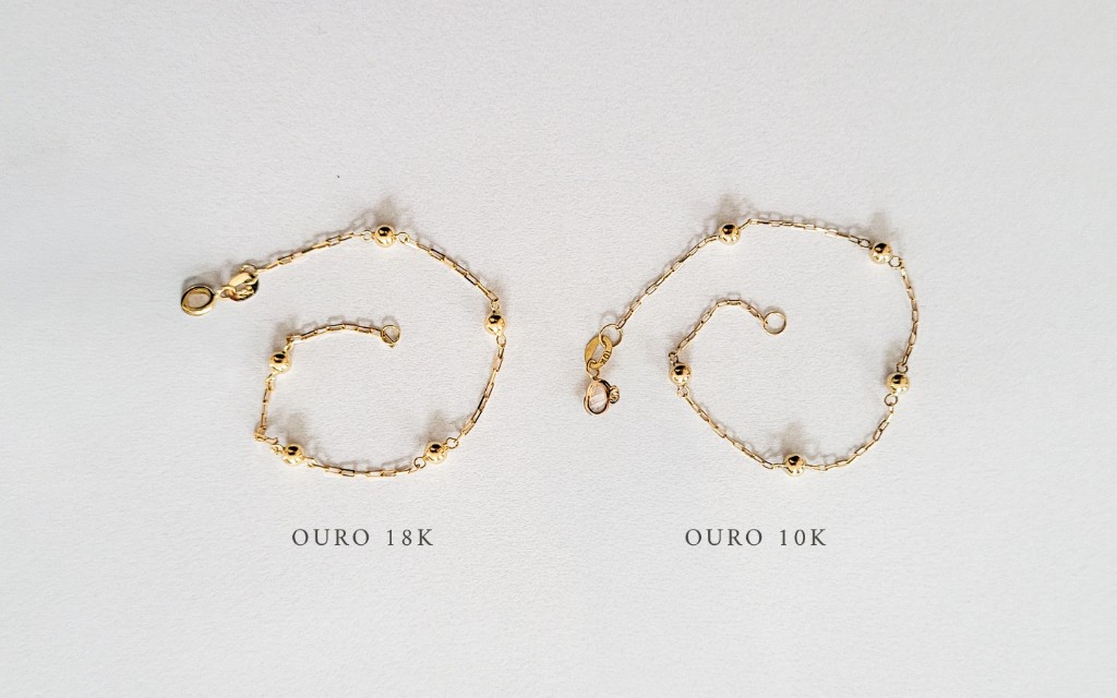 Diferen&ccedil;a entre o ouro 18k e o ouro 10k.