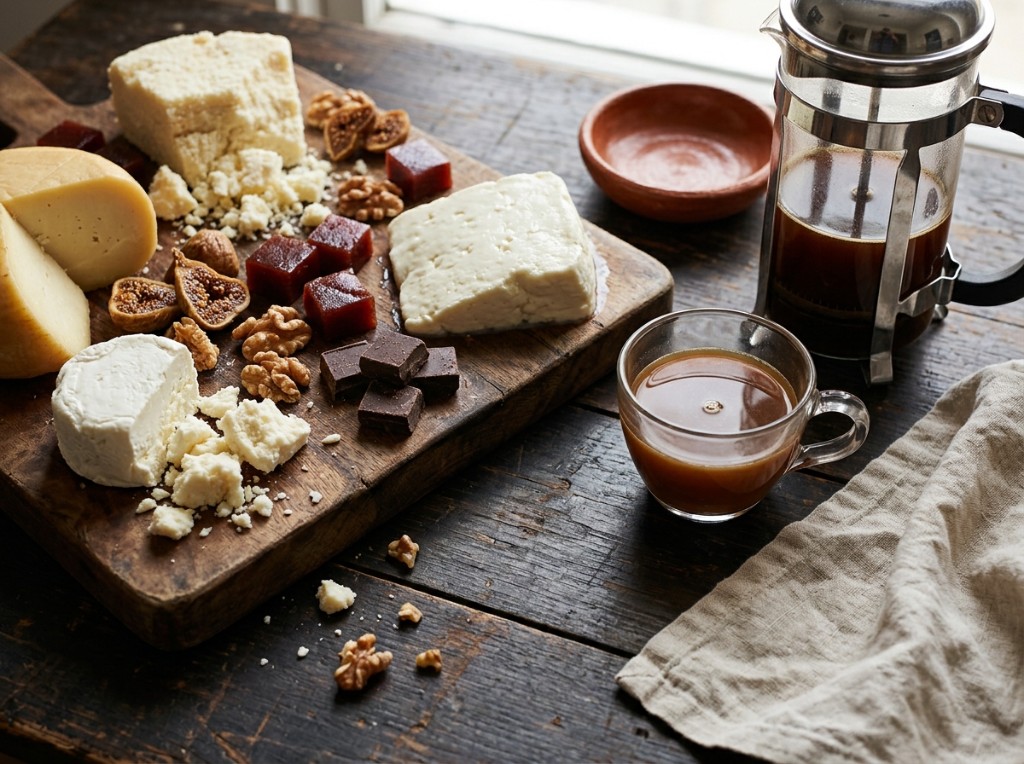 Tabla de quesos mexicanos para maridar con café de tueste medio