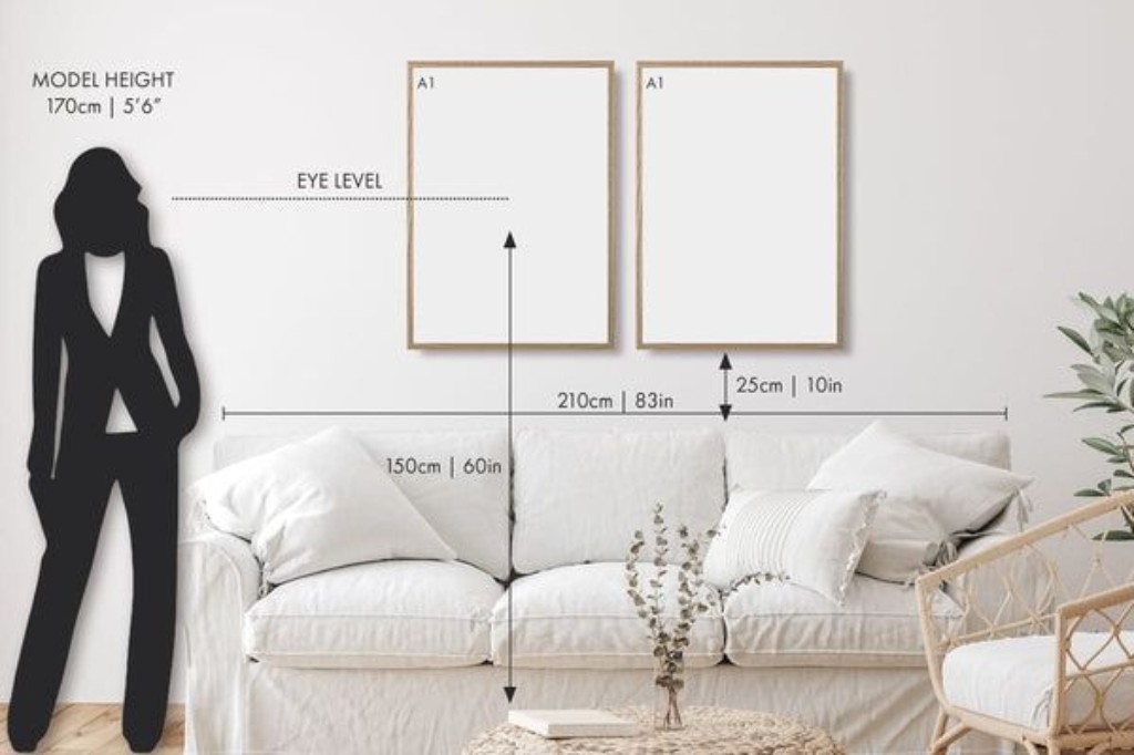 medidas ideais para posicionar quadro na parede