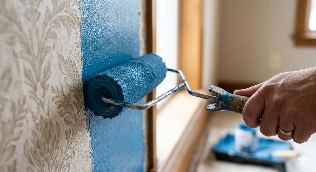 c&oacute;mo pintar papel tapiz con esmalte al agua paso a paso