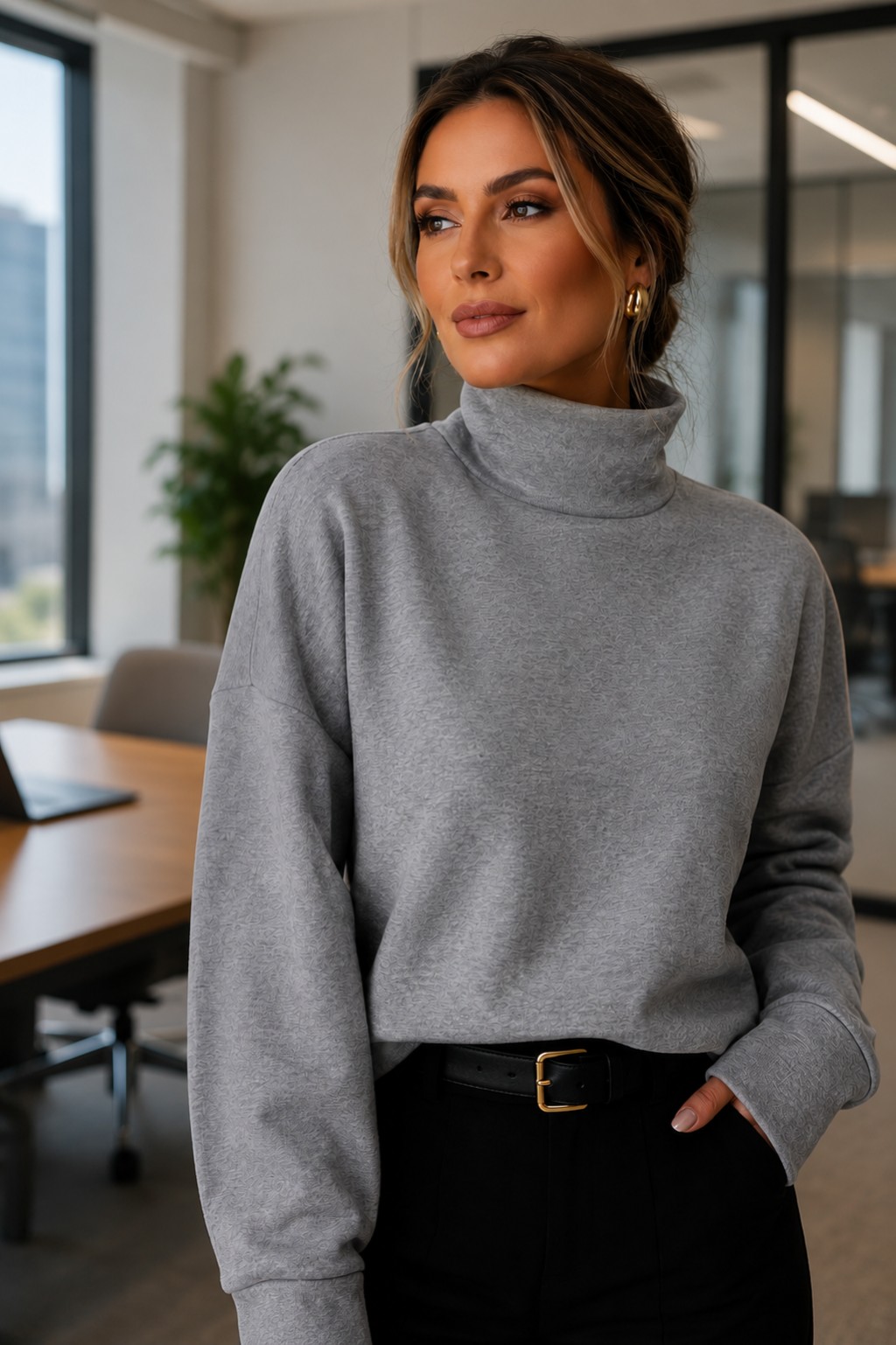 Blusa M&ocirc;naco da Moklen em look elegante para o trabalho