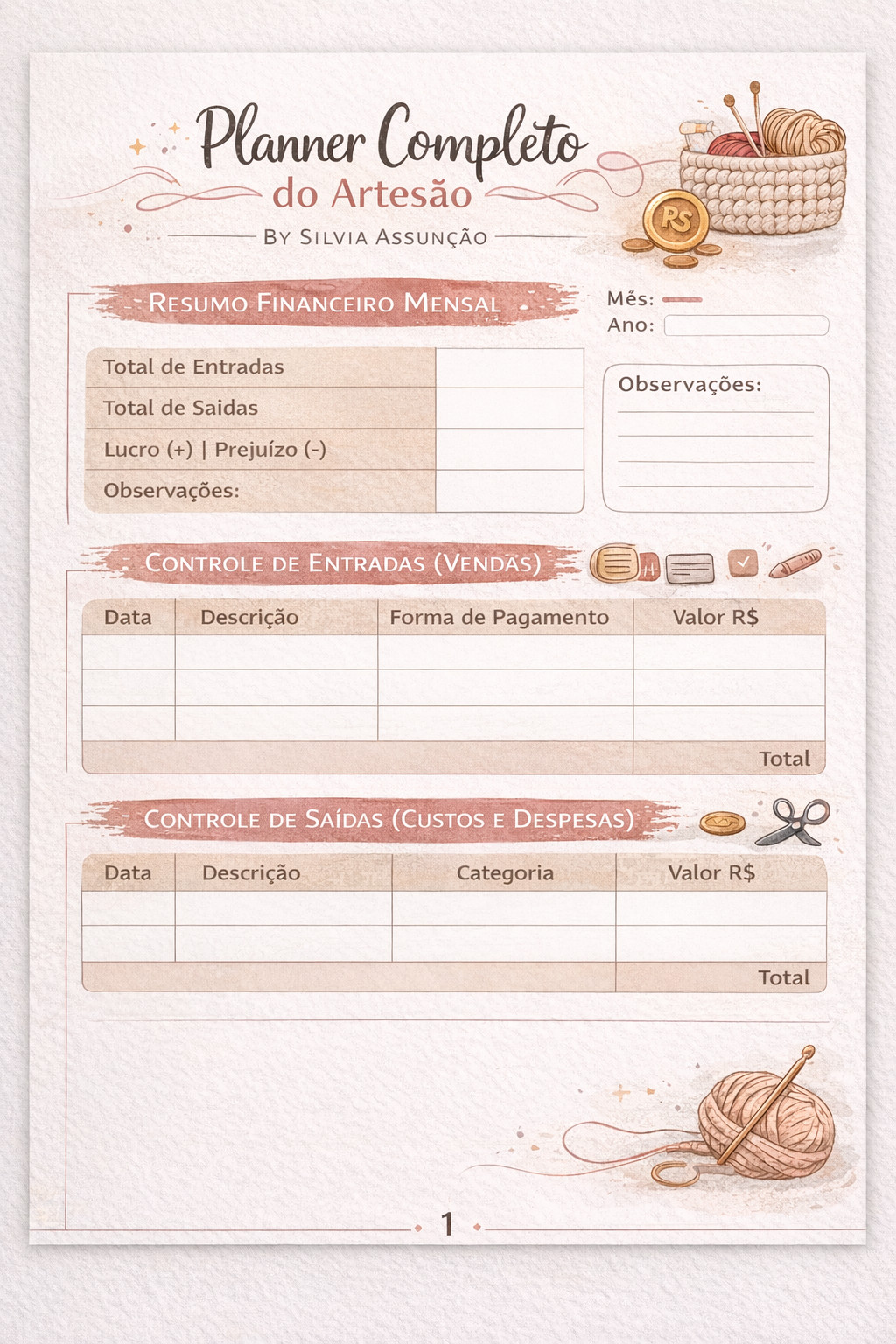 planner financeiro artes&atilde;o