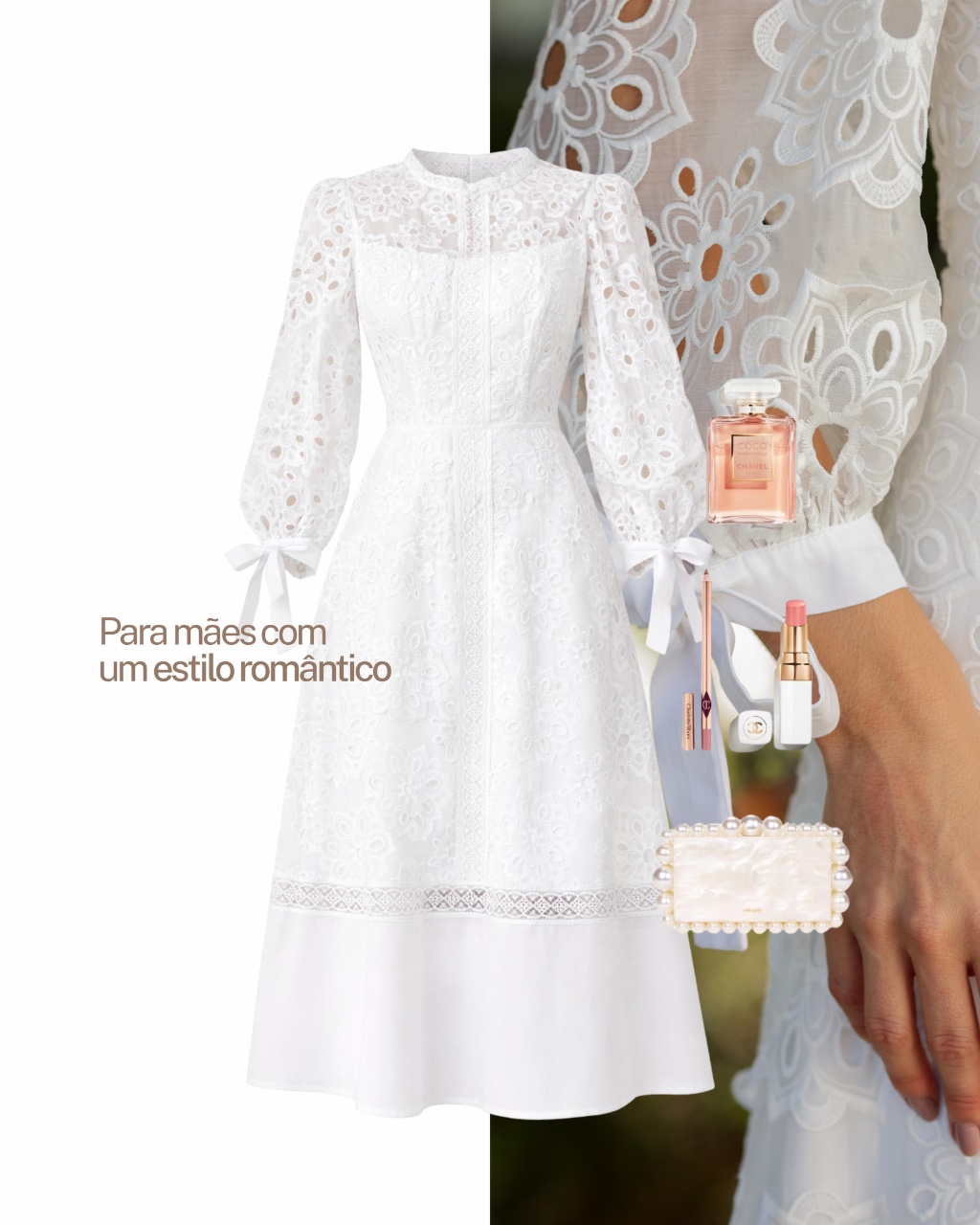 Vestido de laise para mãe romântica