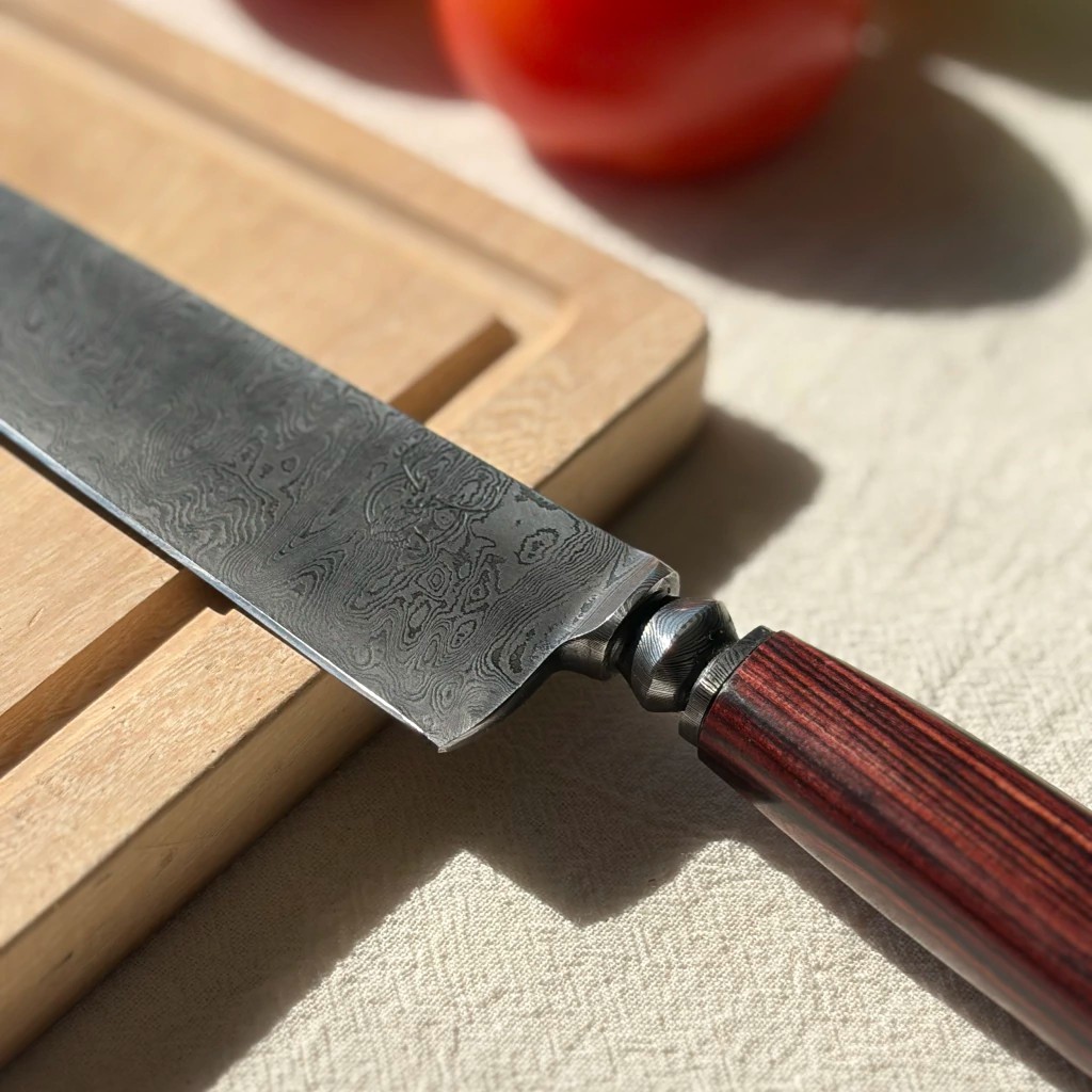 Cuchillo Acero Damasco con madera de Jacarandá