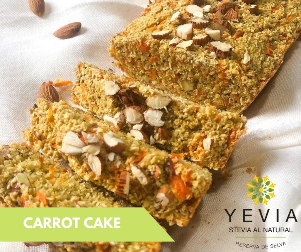 Carrot cake endulzado con stevia natural en polvo YEVIA