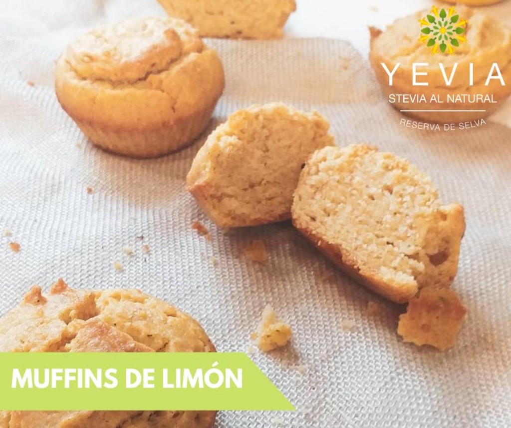 Muffins de lim&oacute;n endulzados con stevia natural en polvo YEVIA