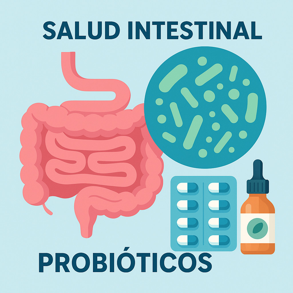 Imagen que hace referencia a cómo los probióticos ayudan con la función intestinal y defienden al intestino de los daños provocados por antibióticos.
