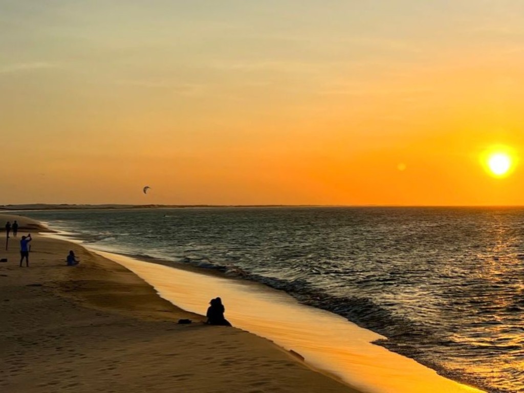 Destino romântico de Jericoacoara, Ceará, conhecido como Dunas do Pôr do Sol