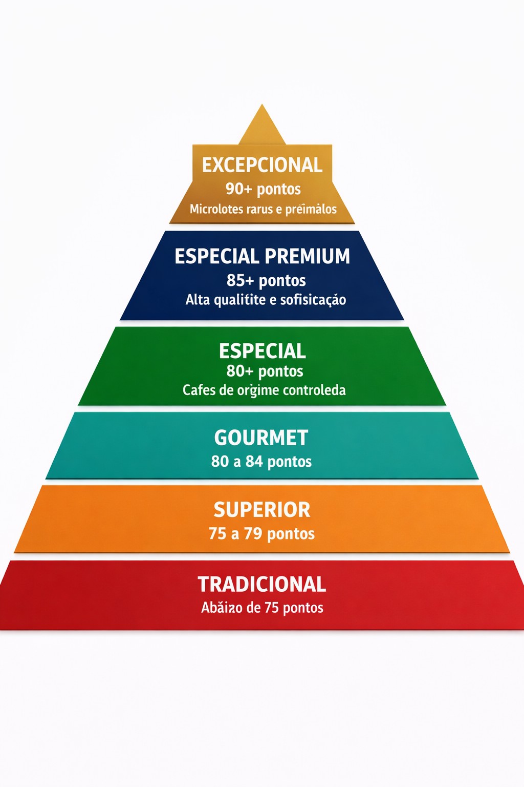 Piramide de classifica&ccedil;&atilde;o de caf&eacute;.