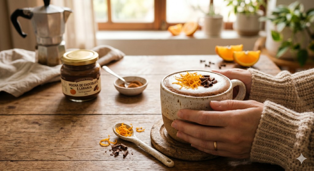 Mocha de Chocolate Meio Amargo e Laranja