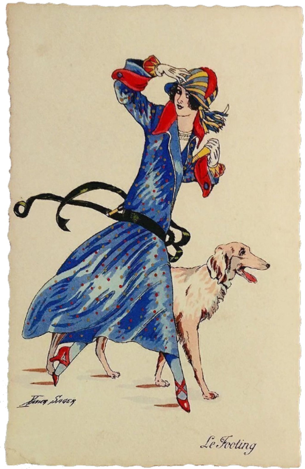 Cart&atilde;o Postal Antigo Ilustrado por Xavier Sager