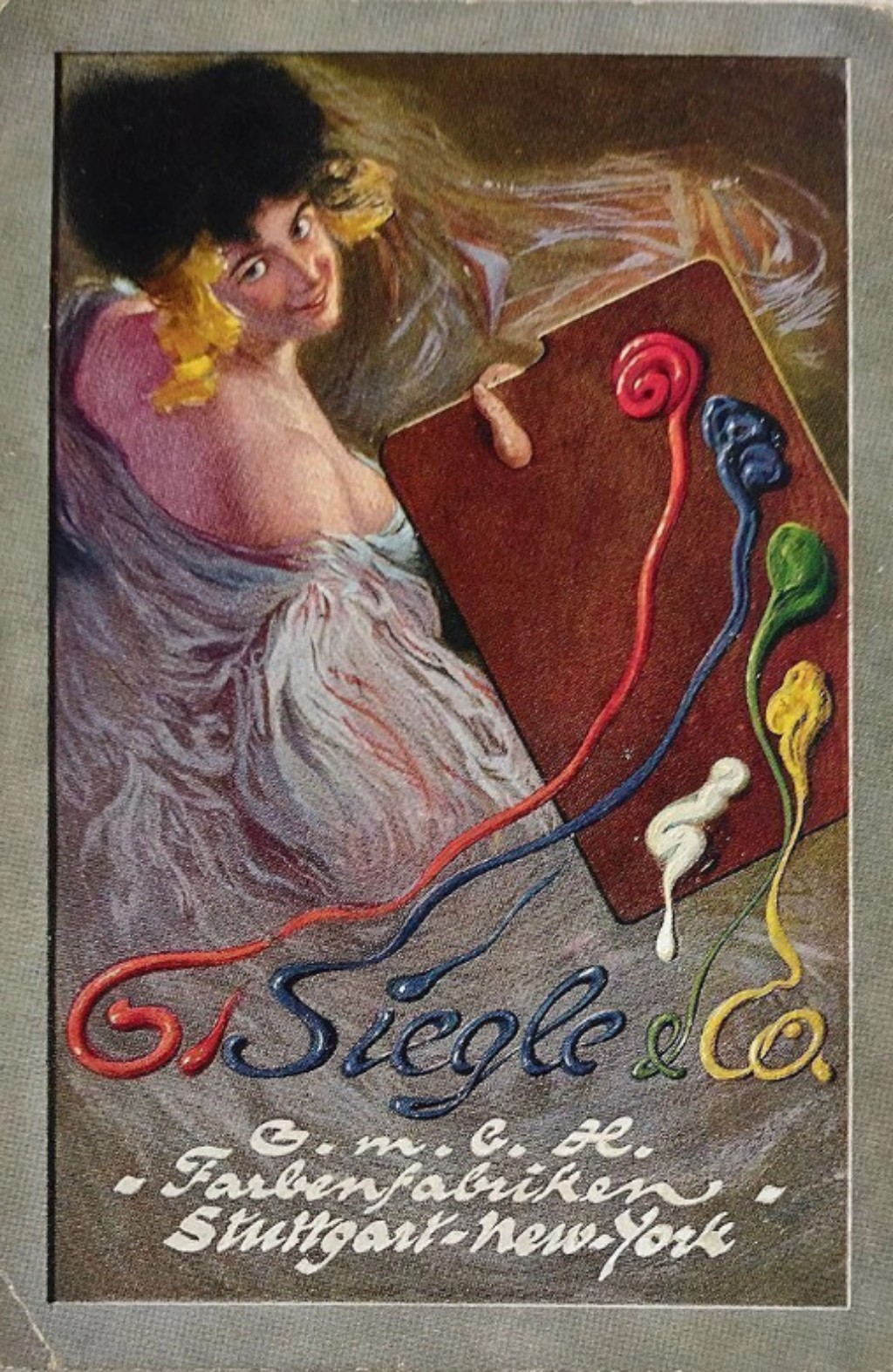 Cart&atilde;o Postal Antigo Publicidade Tintas Siegle