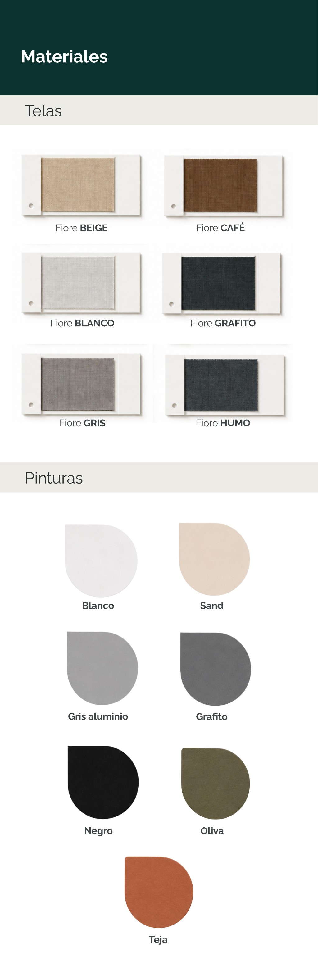 Muestras de telas Fiore y pinturas Módena