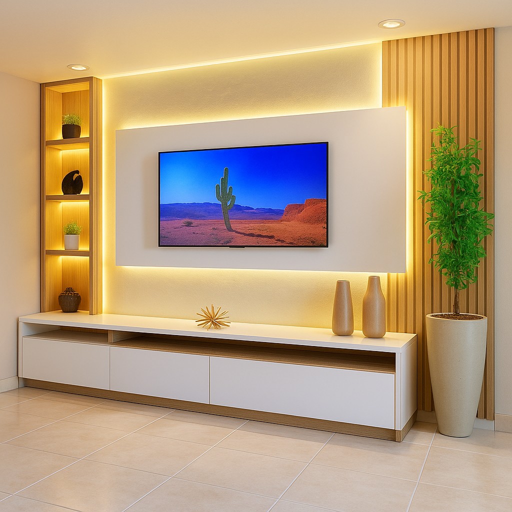 Centro de entretenimiento Wall Lux LED para salas modernas y elegantes