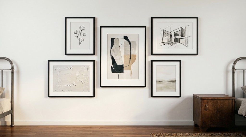 Ejemplo de galer&iacute;a de pared bien organizada